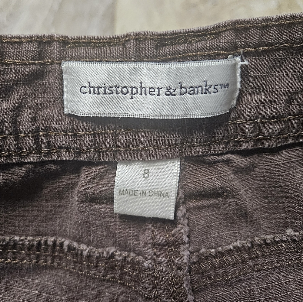 Christopher & Banks Brown Relaxed Fit Capri Pants Cropped Straight Women's 8 - Picture 6 of 8